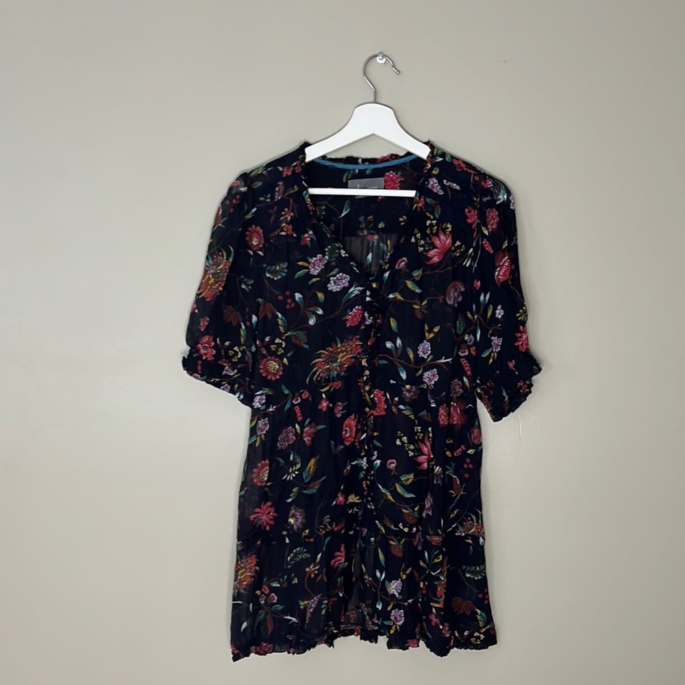Anthropologie Floral Print Blouse Size L